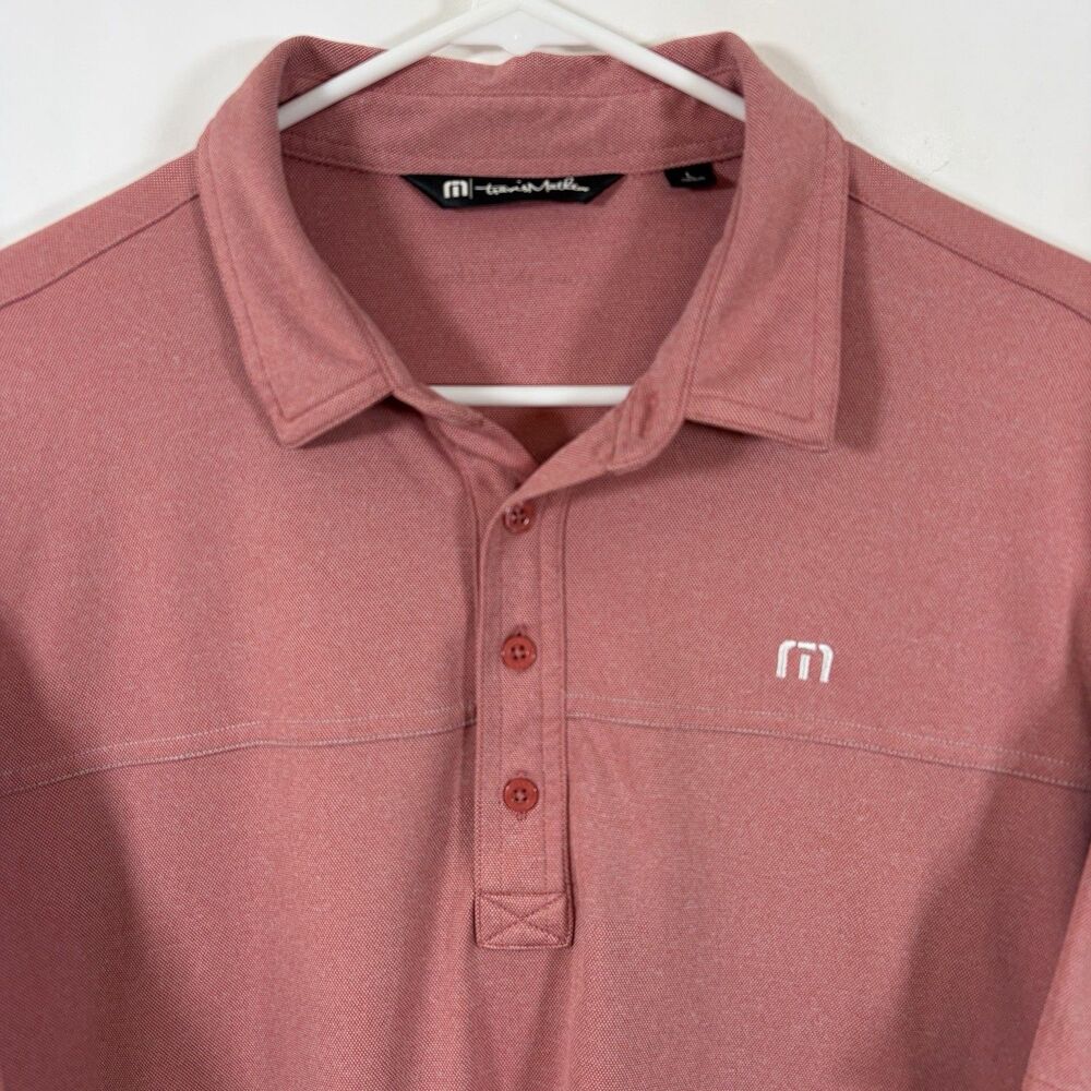 Travis Mathew Golf Polo Shirt Mens Large Red White Embroidered Logo Performance